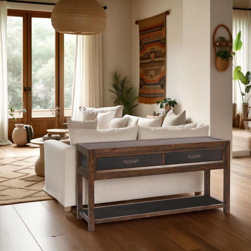 2 Drawer Sofa Table, 2 Tone - Brown