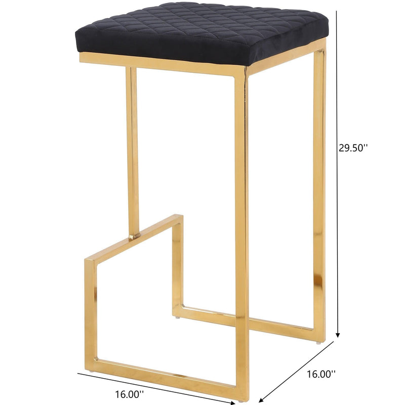 Joel - Mid-Century Modern Luxury Upholstered Stool - Black / Gold