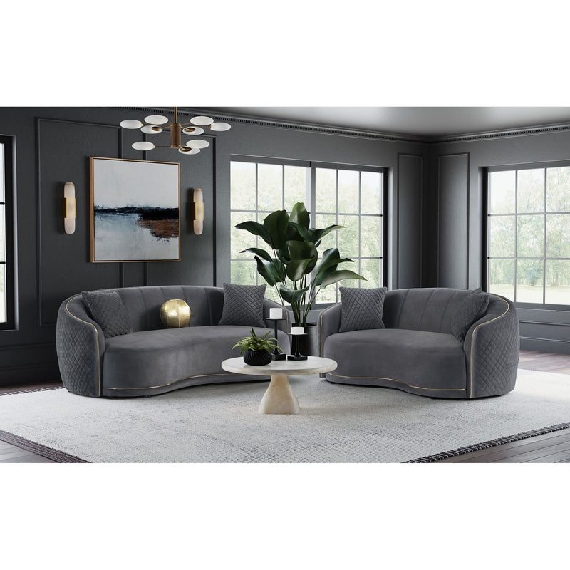 Lorraine - 2 Piece Upholstered Sofa Set With Tufting Trim - Dark Gray
