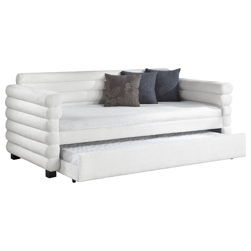 Fandango - Upholstered Twin Day Bed With Trundle - White