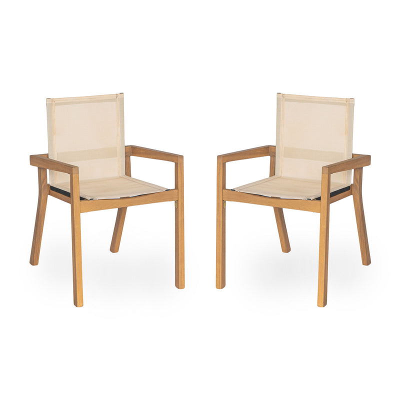 Belfast - Dining Chair With Acacia Wood Frame And Mesh Seating (Set of 2)