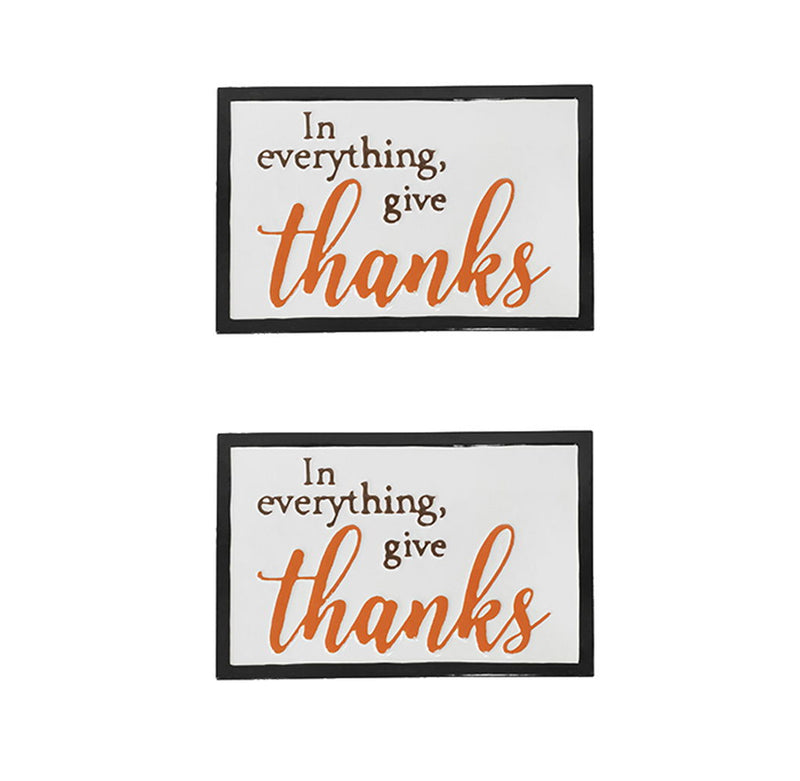 Thanks Wall Sign, Wall Art Decor For Harvest Festival Fall Festival & Thanksgiving Table Decorations (Set of 2) - Black / Orange / White