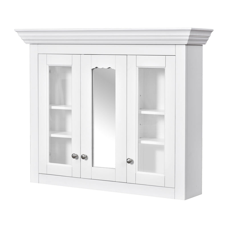 Bathroom Medicine Cabinet With Mirror, 5 Adjustable Closed Shelves, Wall-Mounted - White