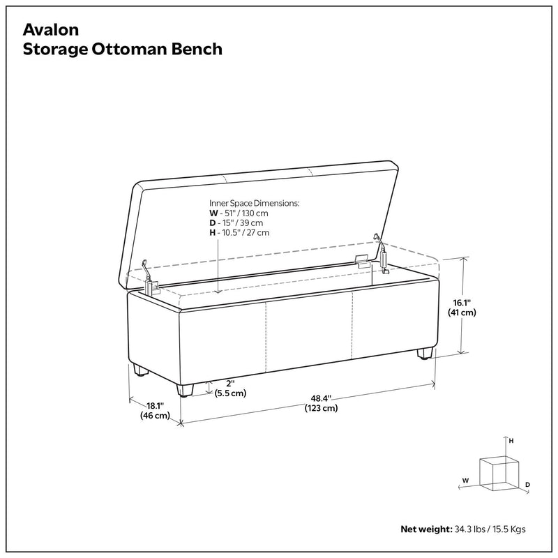 Avalon - Storage Ottoman Bench - Brown