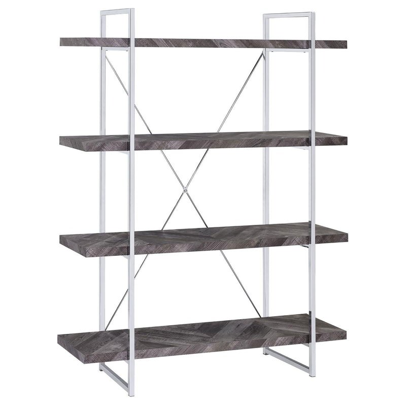Herringbone - Bookcase With Full Length Shelf - Gray