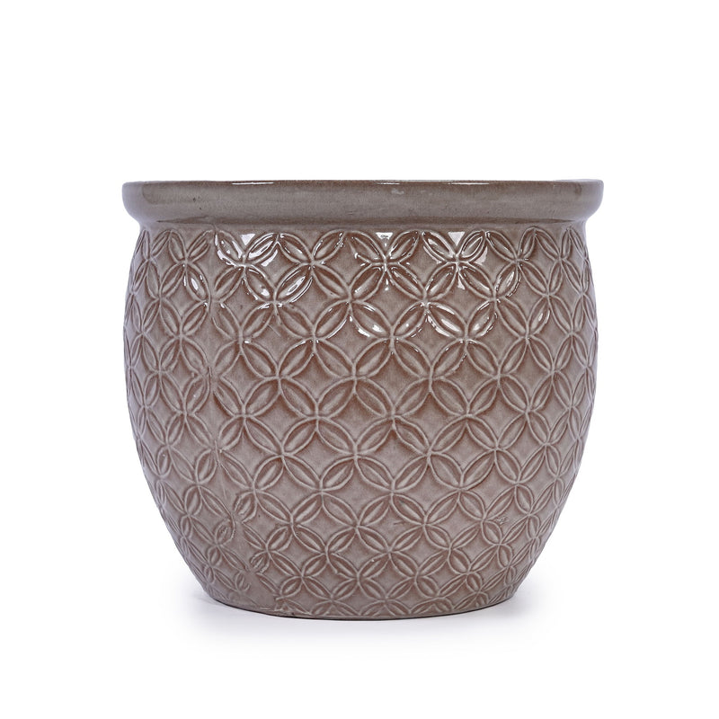 3 Pieces Ceramic Flowerpot, Planter For Patio & Garden Or Windowsills - Antique Yellow