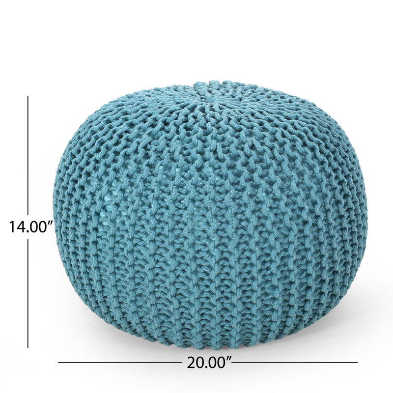Moro - Knitted Round Pouf With Pumpkin Shape
