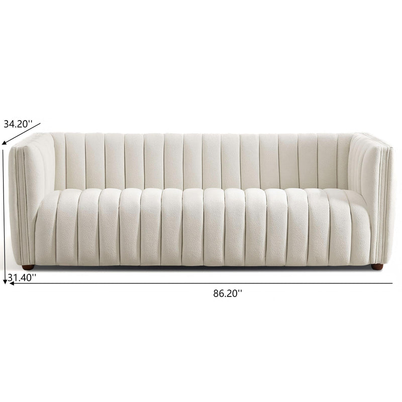 April - Mid-Century Modern Luxury Tight Back Boucle Couch
