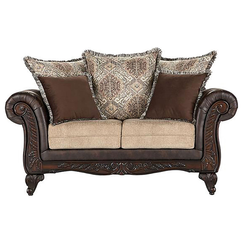 Brookridge - Rolled Arm Loveseat Sofa With Upholstery - Brown