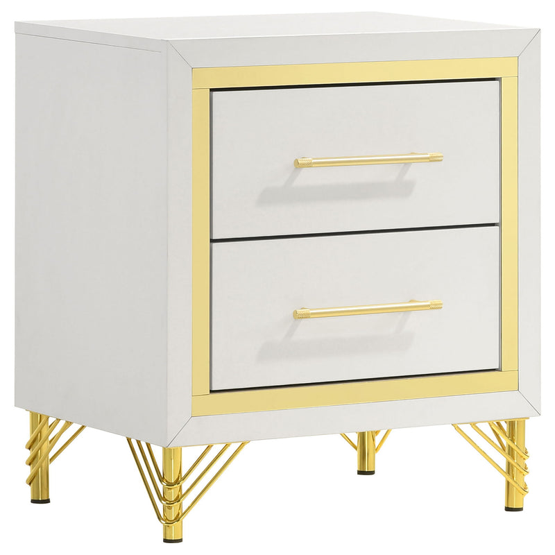 Chesney - 2 Drawer Nightstand With Trim, Bedroom Side Table - White