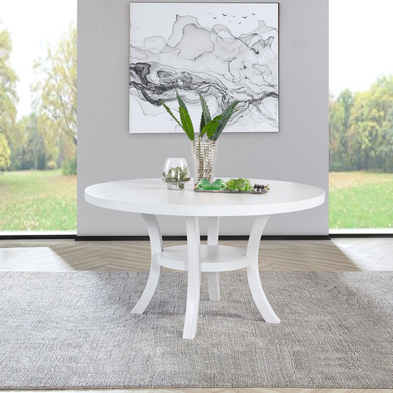Tyler - Round Dining Table With Shelf Round Table - White
