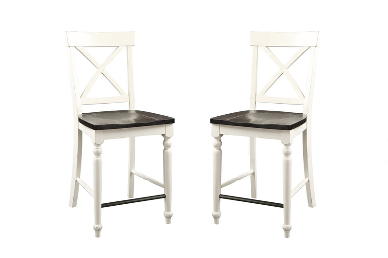 24" Tall Bar Stools (Set of 2) - Brown / White