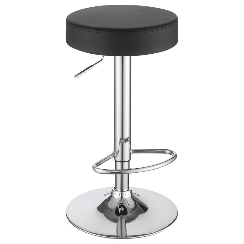 Adjustable Hydraulic Bar Stool With Base And Padded Seat - Black / Silver