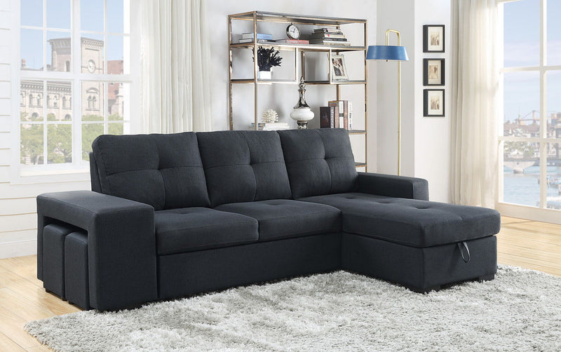 Lucas - Sleeper Sectional Sofa With Reversible Storage Chaise - Dark Gray