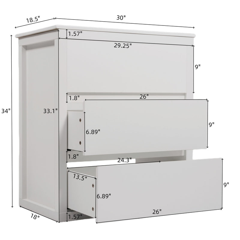 Freestanding Bathroom Vanity With Ceramic Sink, 2 Full Extension Drawers