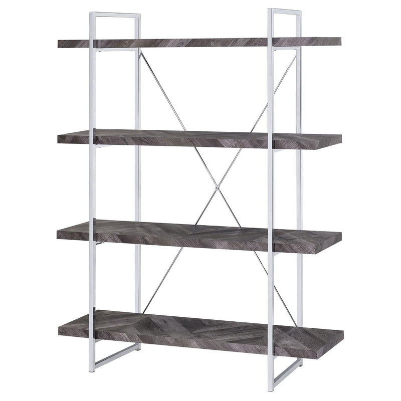 Herringbone - Bookcase With Full Length Shelf - Gray