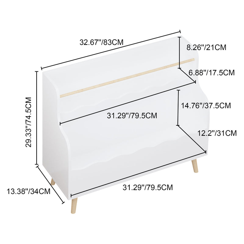 Kids Bookcase, Children Book Organizer Toy Storage Cabinet - White