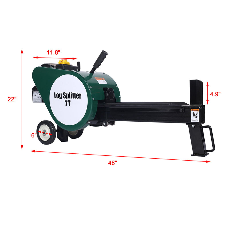 Double Flywheel Electric Log Splitter 7 Ton Portable Firewood Machine Steel - Black