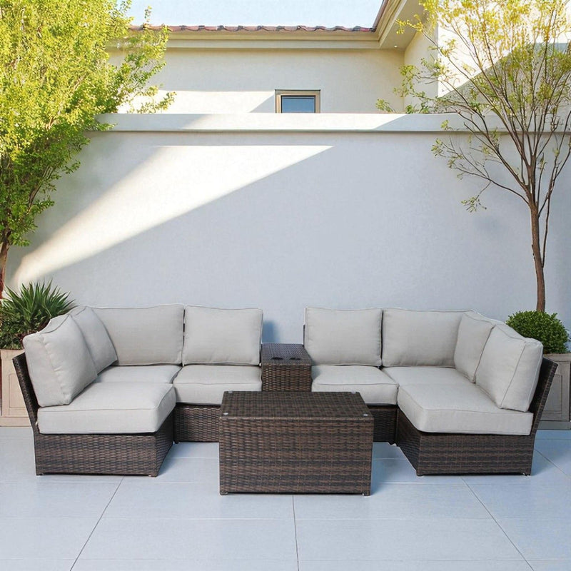 Stylish Modular Wicker Patio Seating Group