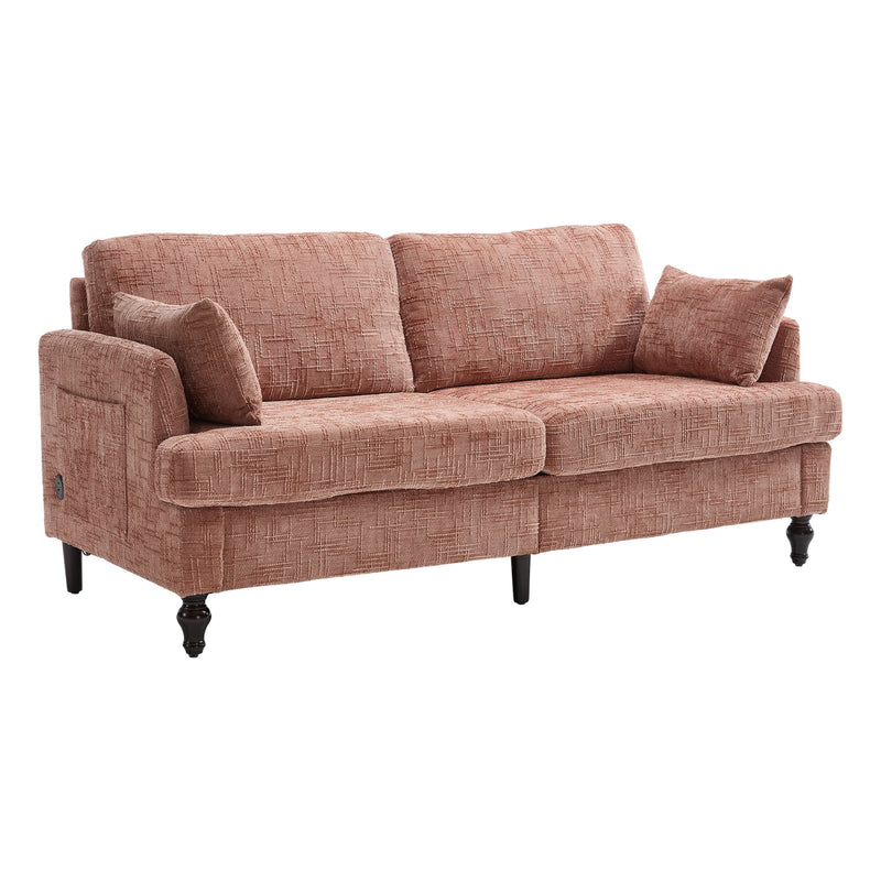 Chenille 2 Seater Sofa With LED Light, USB Charging Port, And Storage Bag