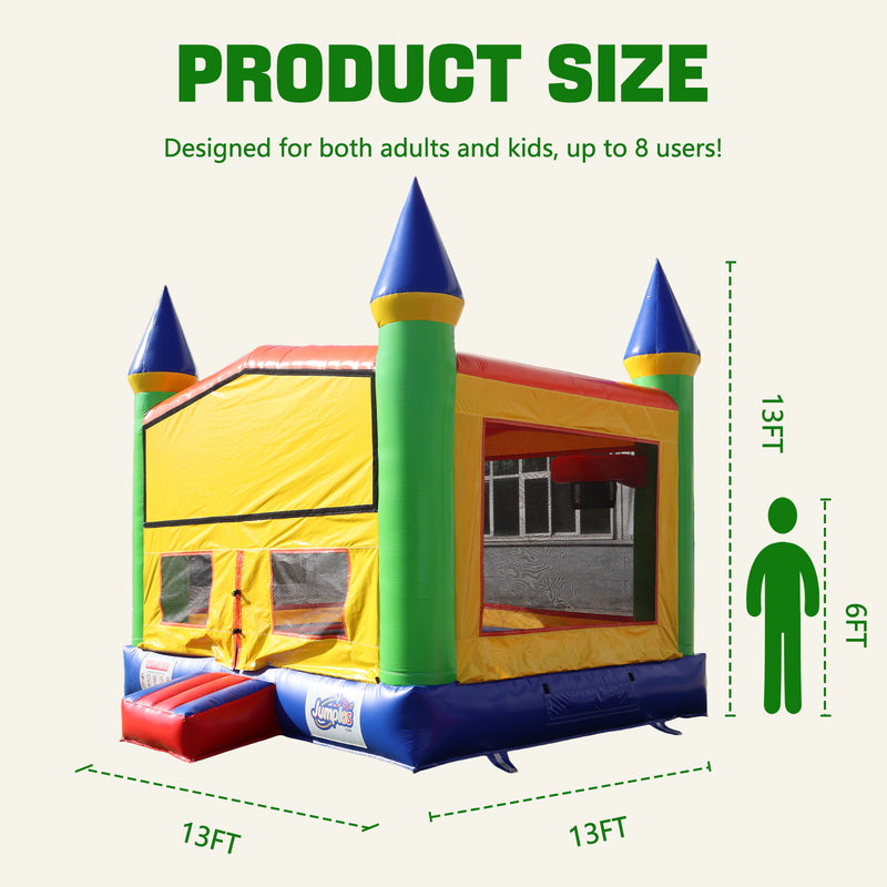 13Ft X 13Ft Royal Castle Bounce House For Kids, Inflatable Jumper With Blower, Outdoor - Yellow