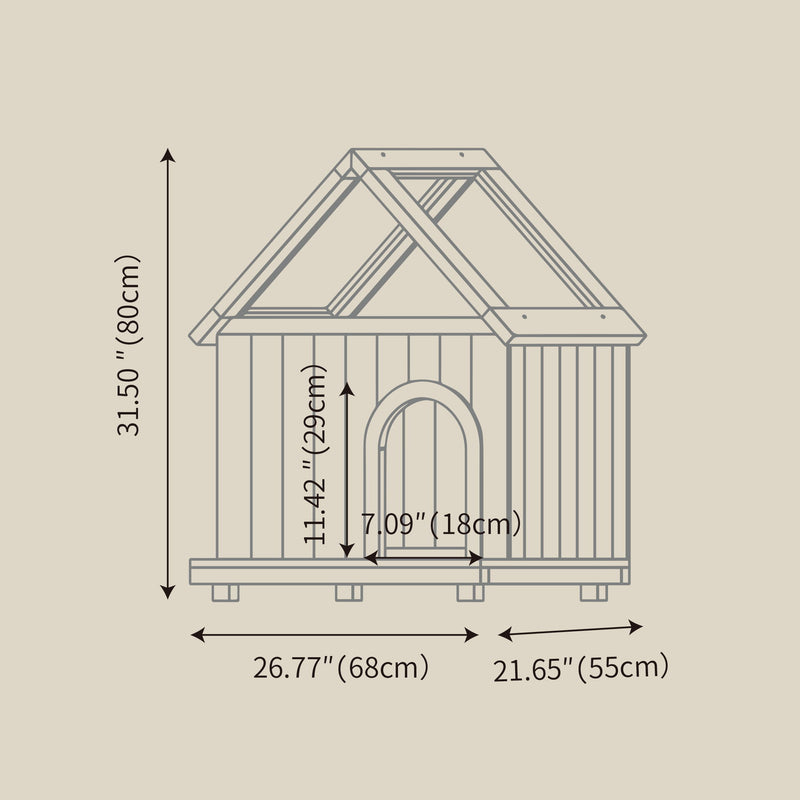 Daisy Cat House With Roof & Indoor Outdoor Pet Shelter For Cats & Small Dogs (11–25 Lbs) - White / Wood
