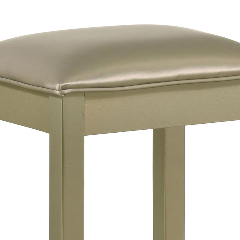 Vanity Stool With Padded Seat - Gold