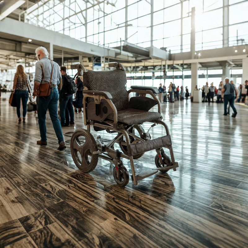Lightweight Foldable Transport Wheelchair For Adults, Square Tube Design