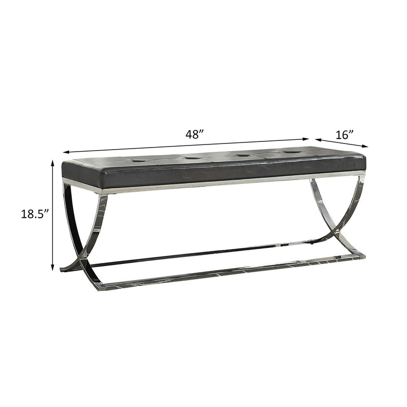 Curve Leg Bench With Upholstery - Black