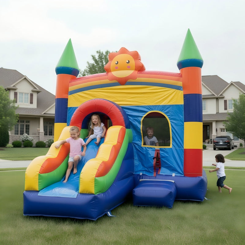 18Ft X 12Ft Ocean Quest Inflatable Bounce House & Water Slide Combo For Kids, 2 In 1 Wet & Dry Outdoor - Blue