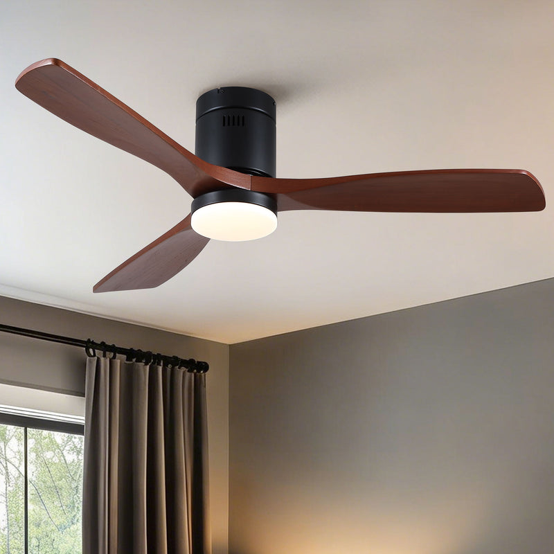 Low Profile Flush Mount Intergrated LED Ceiling Fan With Light And Silent Reversible Motor