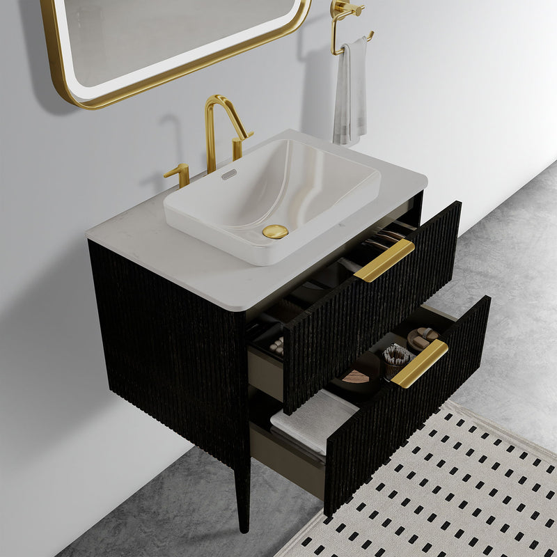 Elena - Modern Bathroom Vanity With Sink With Ample Storage, 2 Soft Close Drawers