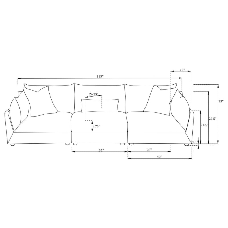 Tomasina - Modular Sofa With Cushions And Padded Arms - Black