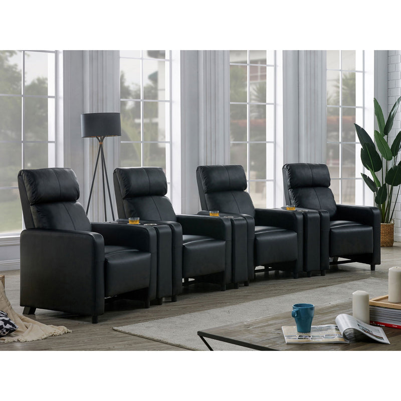 Warren - 4 Seater Home Theater With 3 Wedge Consoles - Black