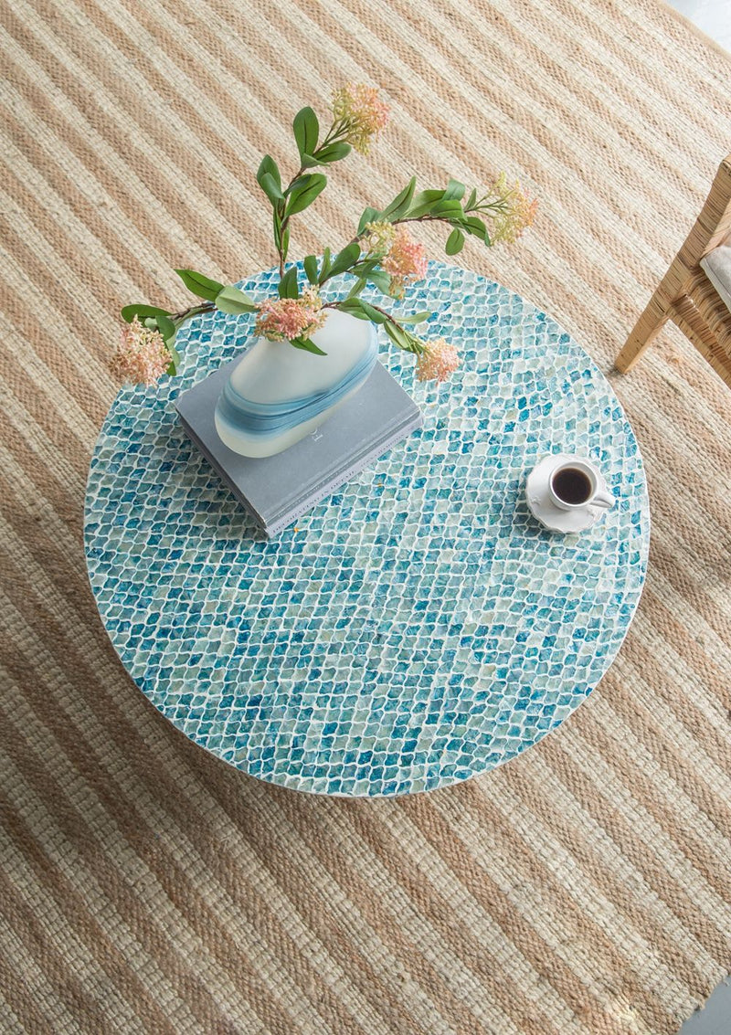 Unique Capiz Coffee Table & Pedestal Base