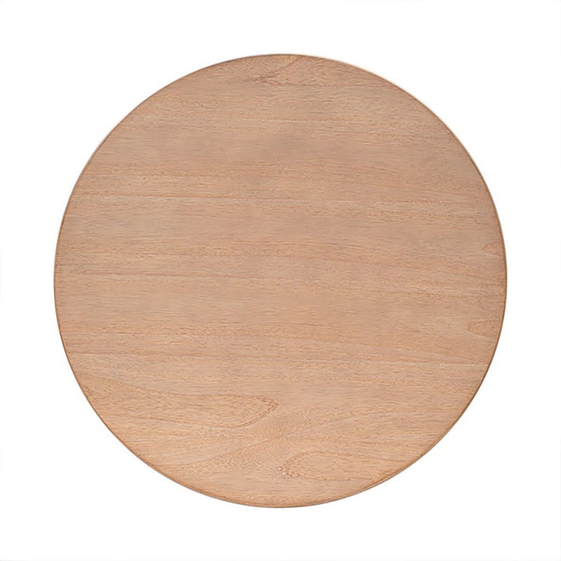 Minimalist Round Coffee Table With Shelf Storage - Natural