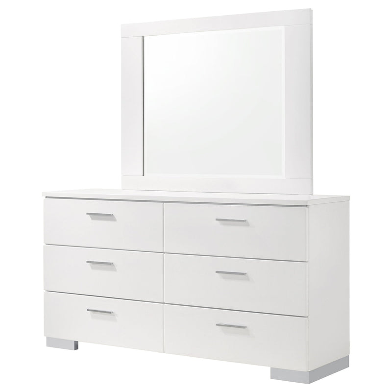 Dulcey - 6 Drawer Dresser With Mirror - Gloss White