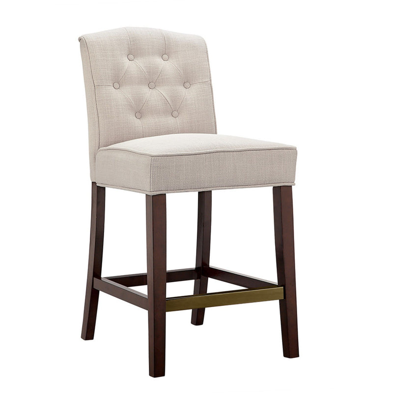 Tufted Counter Stool With Button Tufted Back - Tan