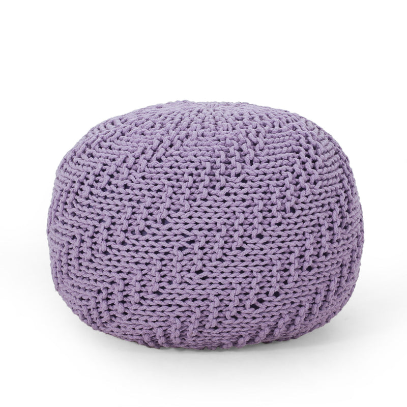 Bordeaux - Knitted Round Pouf Ottoman