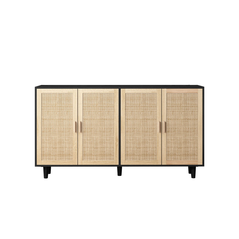 Elegant And Functional Rattan Decorative Storage Cabinet With 4 Doors
