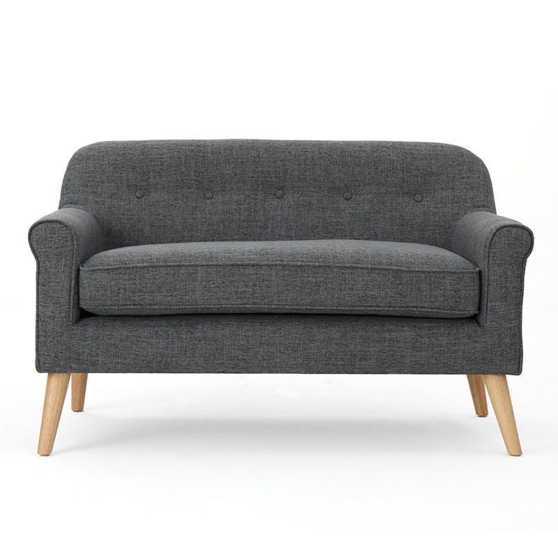 Classic Loveseat With Rolled Armrests And Button Tufting