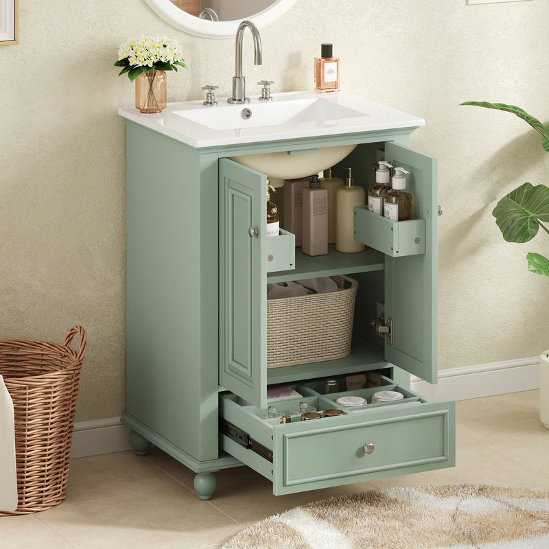 Modern Bathroom Vanity With Sink, Cabinet With Drawer And Dividers, Rectangular Storage Unit