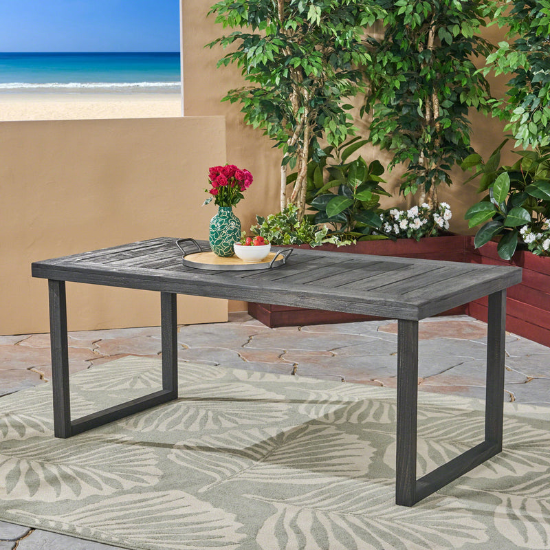 Outdoor Acacia Wood Dining Table, Sandblast Finish