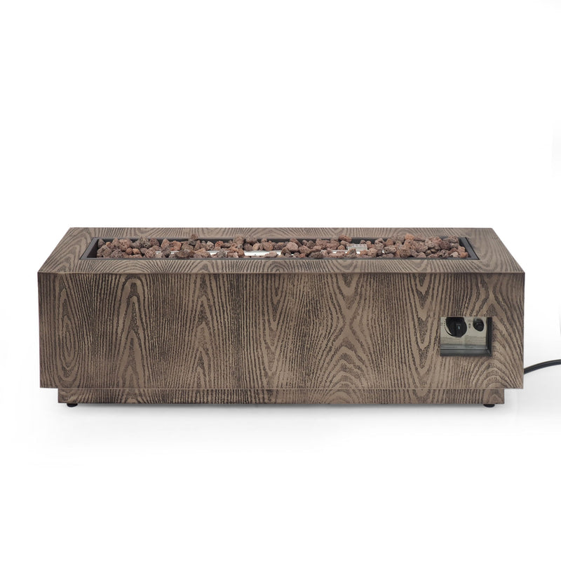 Wellington Square Iron Fire Pit With Wood Pattern Design And 50, 000 Btu Output