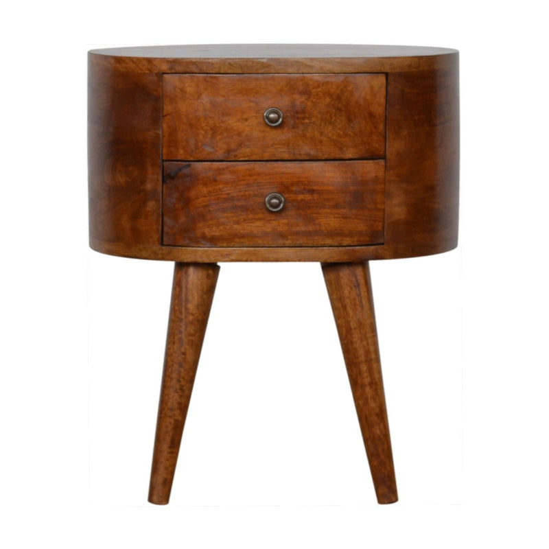Rounded Bedside Table - Chestnut