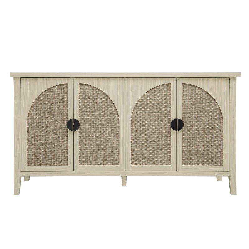 Rattan 4 Door Cabinet, Suitable For Bedroom - Natural