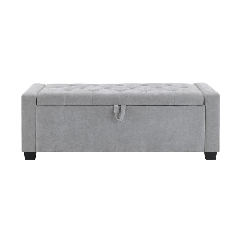 Upholstered Storage Ottoman Bench With Button Tufting And Safety Hinge