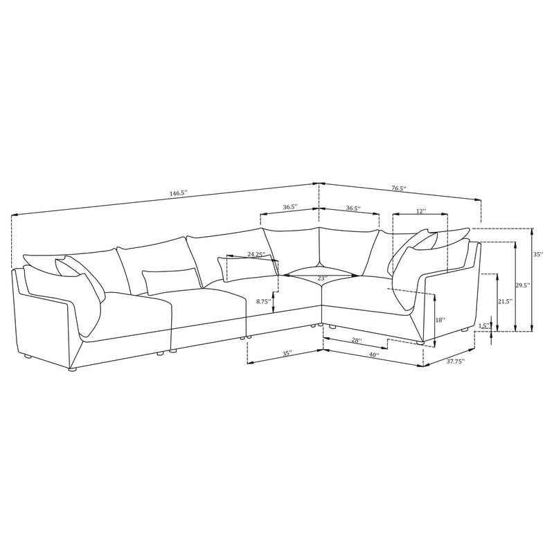 Tomasina - Modular Sectional Sofa With Corner, Armless Chairs And Armchairs - Black