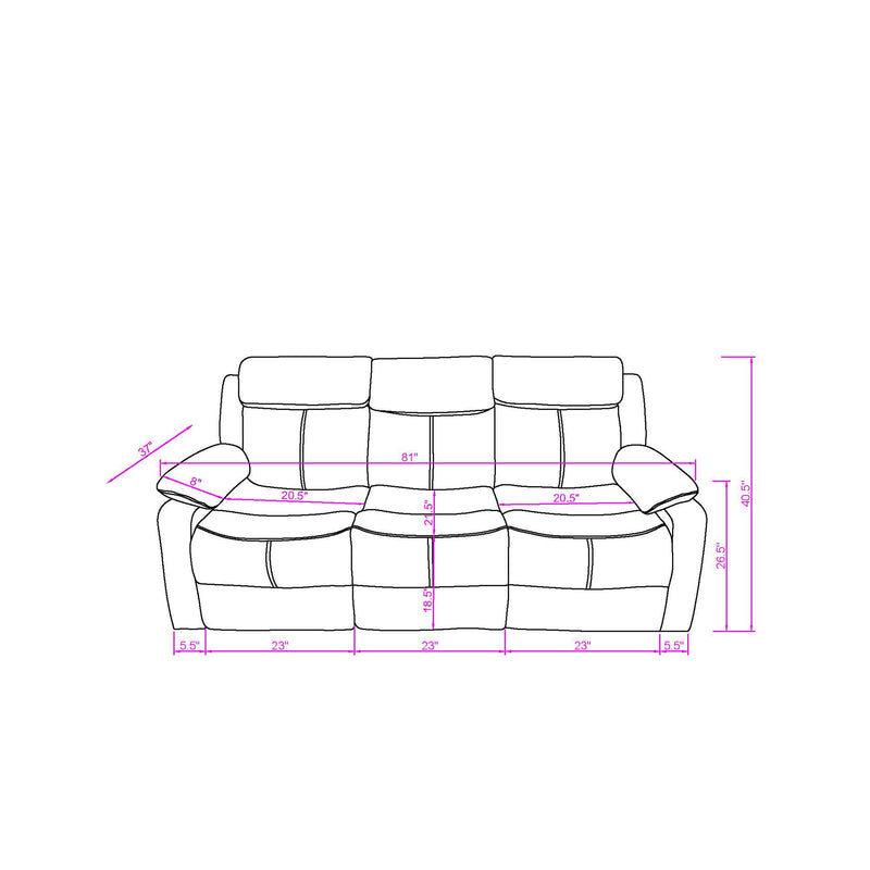 Blanche - Reclining Set With LED Lights With Pillow Top Arms