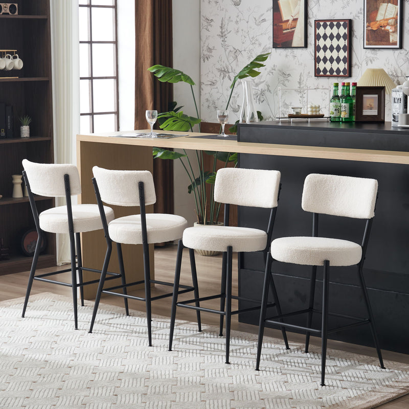 Modern Teddy Fabric Upholstered Bar Stools - Legs